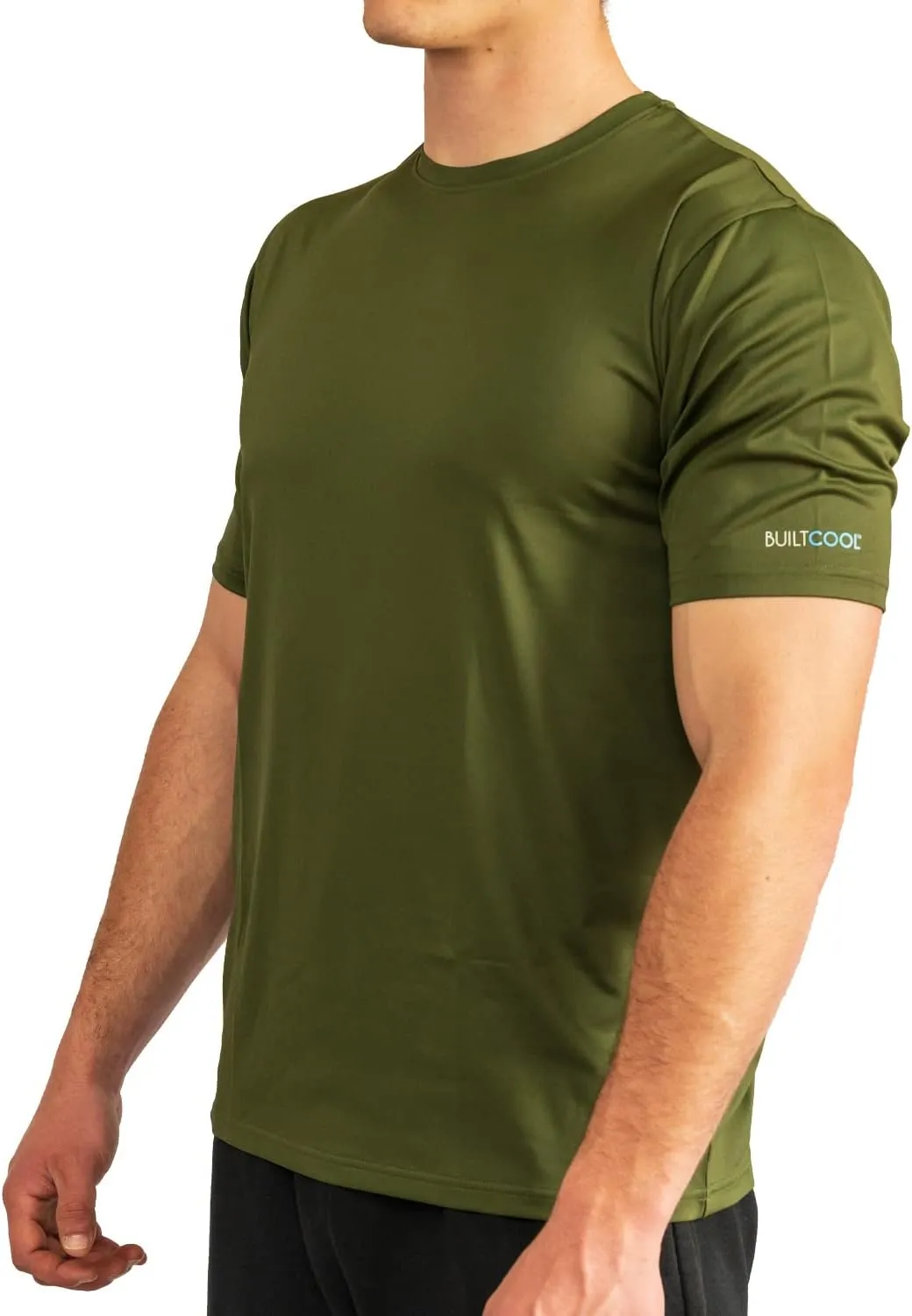 BUILTCOOL Men’s Crew Neck Shirt – Quick Dry Shirts for Men, Instant Cooling Moisture Wicking, UPF 50 Sun Protection