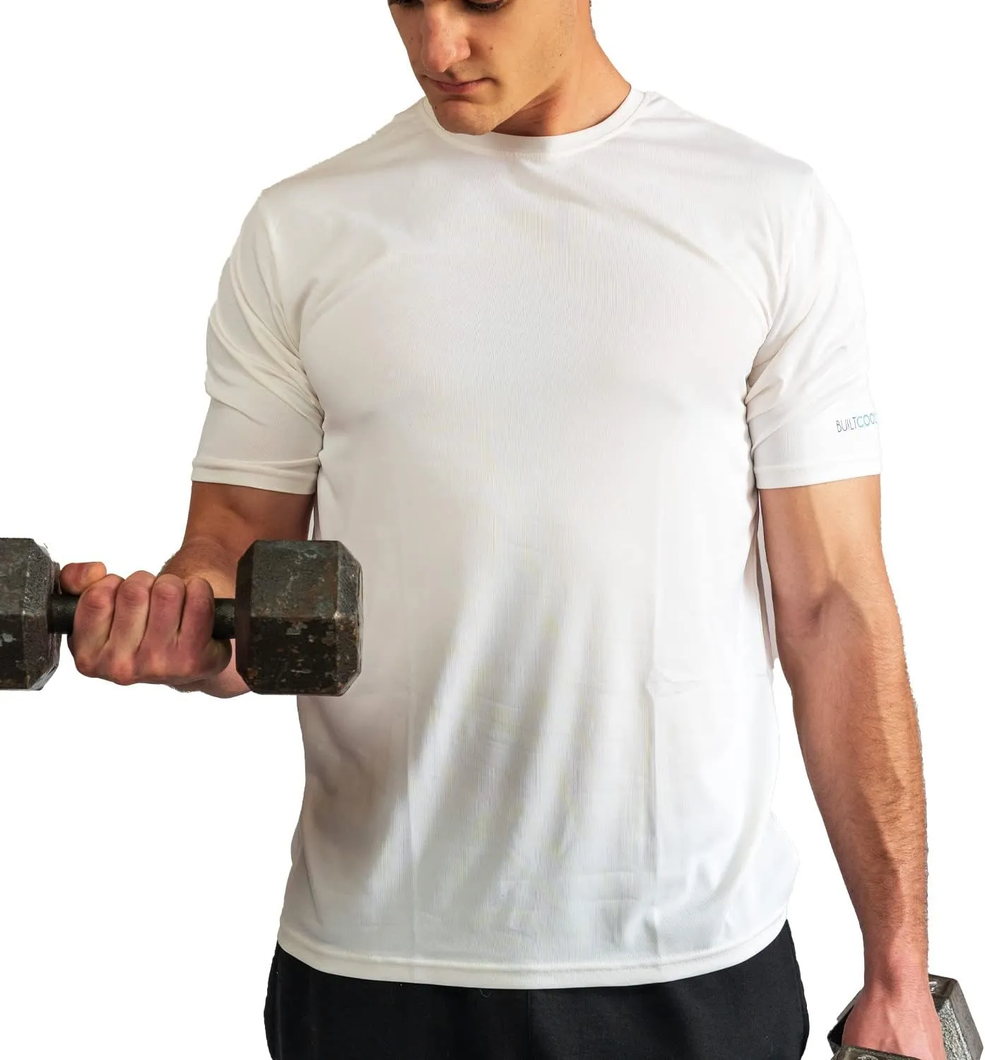 BUILTCOOL Men’s Crew Neck Shirt – Quick Dry Shirts for Men, Instant Cooling Moisture Wicking, UPF 50 Sun Protection