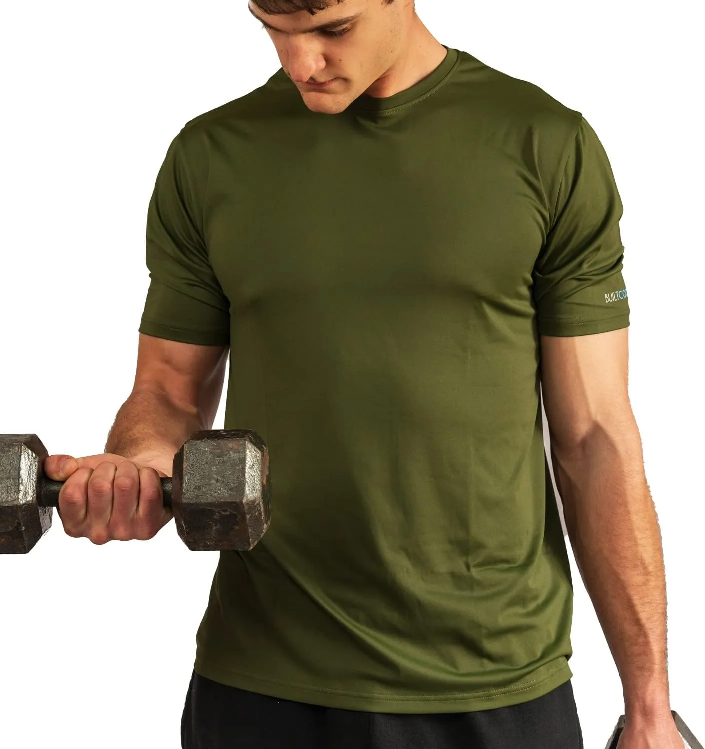 BUILTCOOL Men’s Crew Neck Shirt – Quick Dry Shirts for Men, Instant Cooling Moisture Wicking, UPF 50 Sun Protection