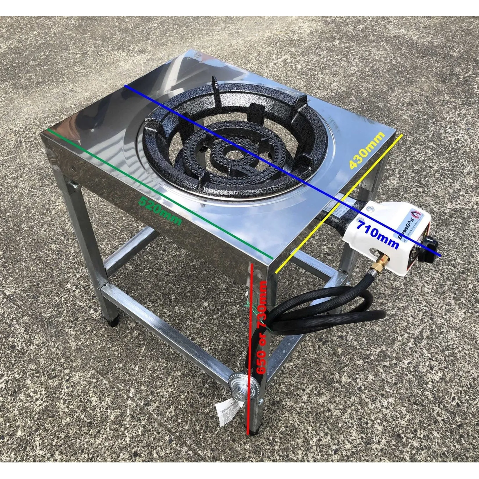 Burner on Stand LARGE Wok Gas Cooker 1 Gas Stove with steel hose (BLACK)