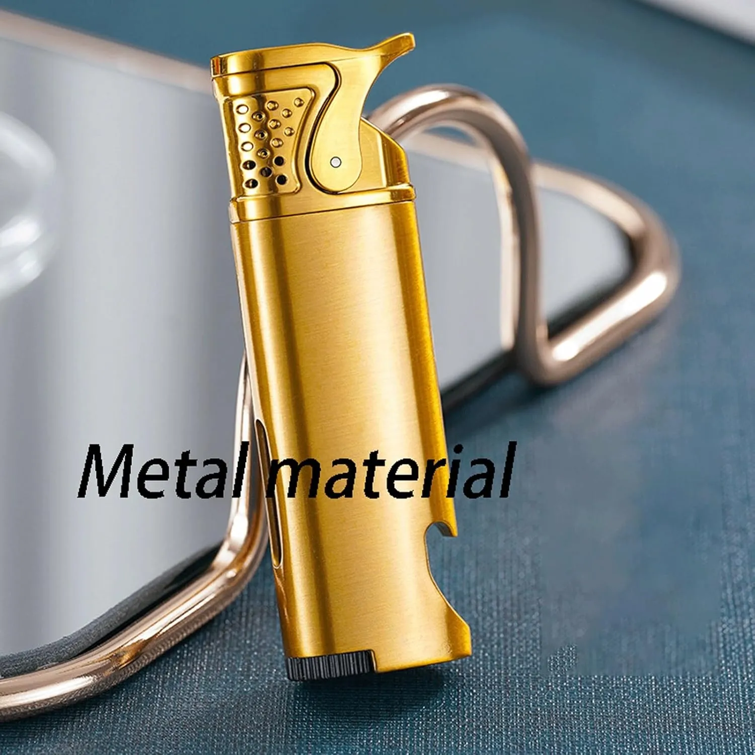 But Flame Jet Torch Butane Lighter, Windproof Red Flame Portable Metal Torch Refillable Butane Gas Lighter for Men Gifts(Gold)