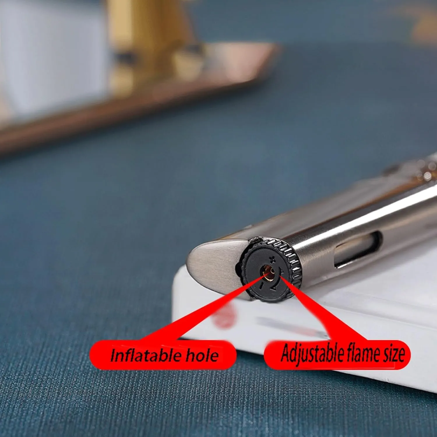 But Flame Jet Torch Butane Lighter, Windproof Red Flame Portable Metal Torch Refillable Butane Gas Lighter for Men Gifts(Gold)