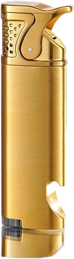 But Flame Jet Torch Butane Lighter, Windproof Red Flame Portable Metal Torch Refillable Butane Gas Lighter for Men Gifts(Gold)