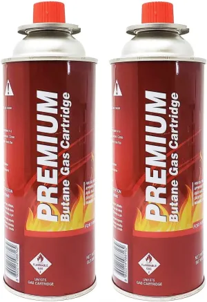 Butane Fuel Canisters for Portable Camping Stoves, Gas Burners, UL Listed, 8 oz. Per Canister - Set of 2