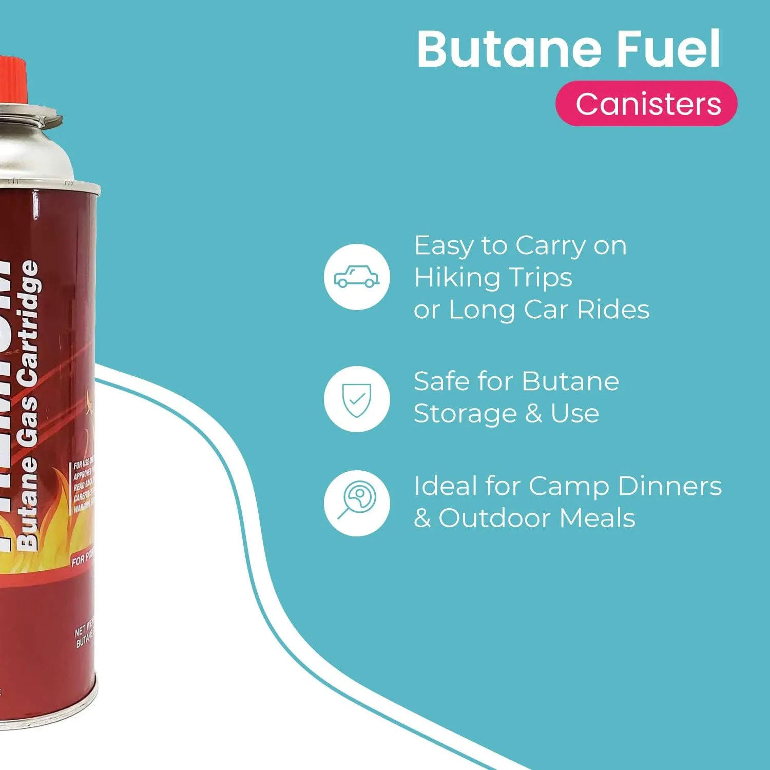 Butane Fuel Canisters for Portable Camping Stoves, Gas Burners, UL Listed, 8 oz. Per Canister - Set of 2