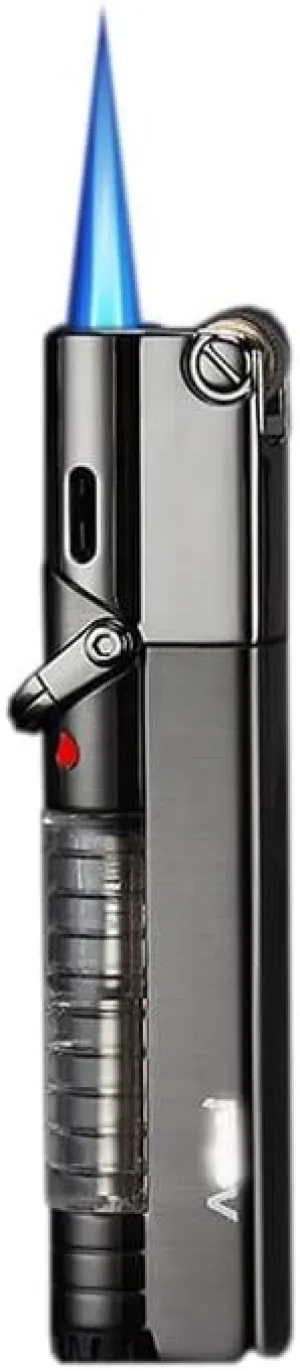 Butane Fuel Lighter, Visible Gas Torch Jet Lighter, Lockable Flame, Windproof Lighter, Unique Gift for Men, Women (no Gas)(Color:A)