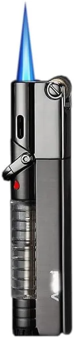 Butane Fuel Lighter, Visible Gas Torch Jet Lighter, Lockable Flame, Windproof Lighter, Unique Gift for Men, Women (no Gas)(Color:A)
