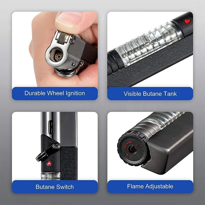 Butane Fuel Lighter, Visible Gas Torch Jet Lighter, Lockable Flame, Windproof Lighter, Unique Gift for Men, Women (no Gas)(Color:A)