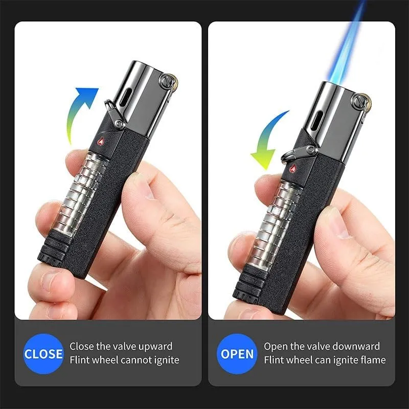 Butane Fuel Lighter, Visible Gas Torch Jet Lighter, Lockable Flame, Windproof Lighter, Unique Gift for Men, Women (no Gas)(Color:A)
