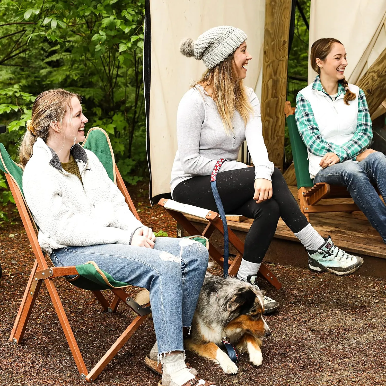 BYER OF MAINE, Pangean, Folding Stool, Natural, Hardwood, Easy to Fold and Carry, Wood Folding Stool, Canvas Camp Stool, Perfect for Camping, Matches All Furniture in The Pangean Line