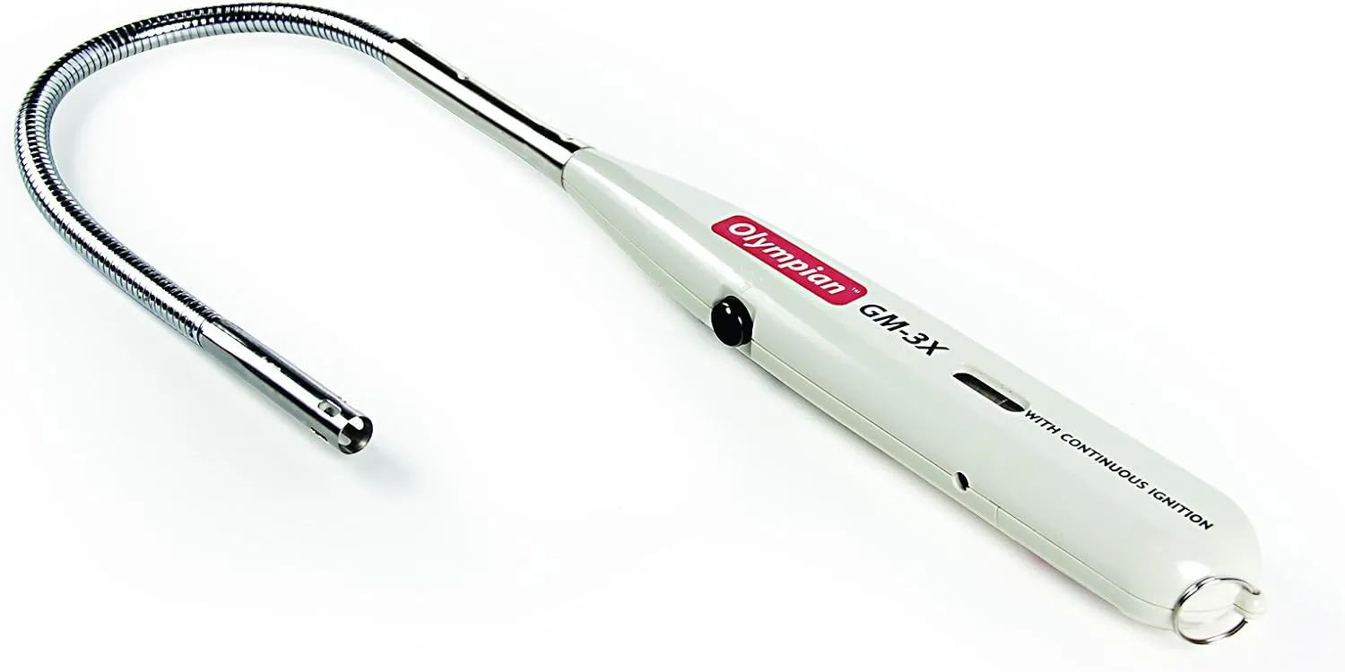 Camco Olympian GM-3X Adjustable Flame Gas Match - Features Windproof Continuous Ignition & Slender Design Equipped with Safety Lock - Refillable with Butane Lighter Fluid (57549)