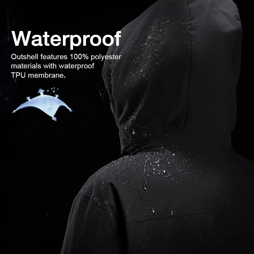 CAMEL CROWN Mens Winter Coat Waterproof Ski Jacket with Fleece Lining Warm Windproof for Snow Rain Outdoor Hiking Mountain