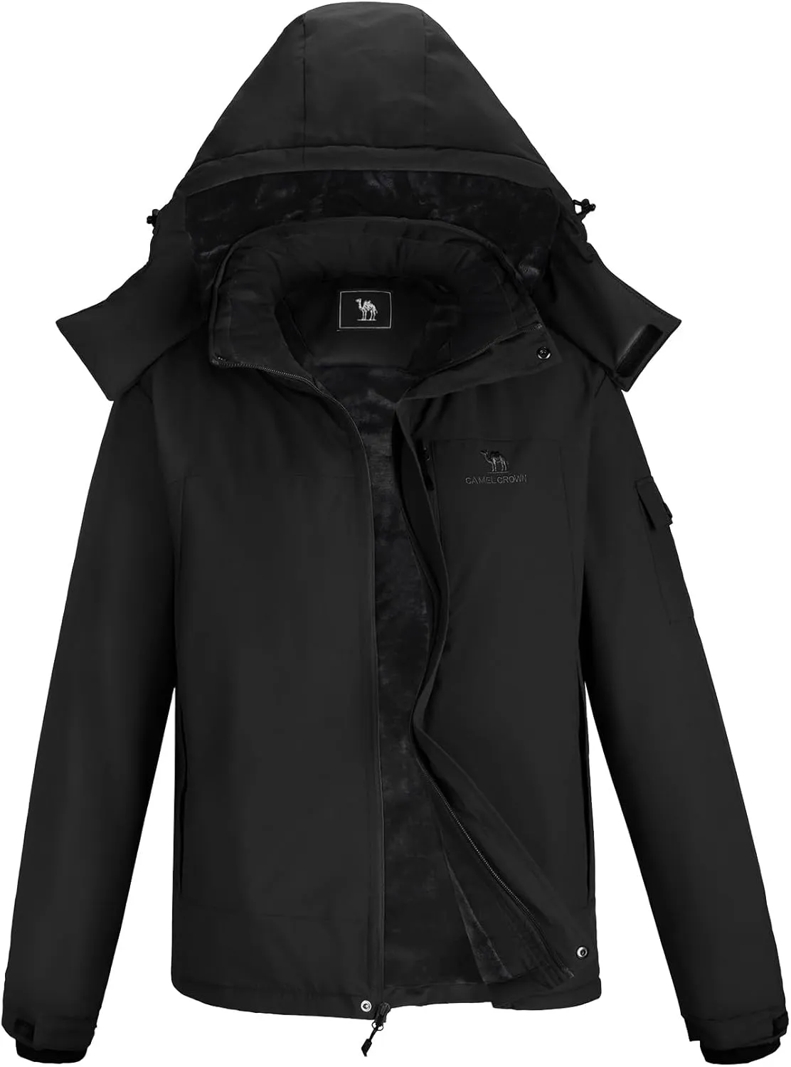 CAMEL CROWN Mens Winter Coat Waterproof Ski Jacket with Fleece Lining Warm Windproof for Snow Rain Outdoor Hiking Mountain