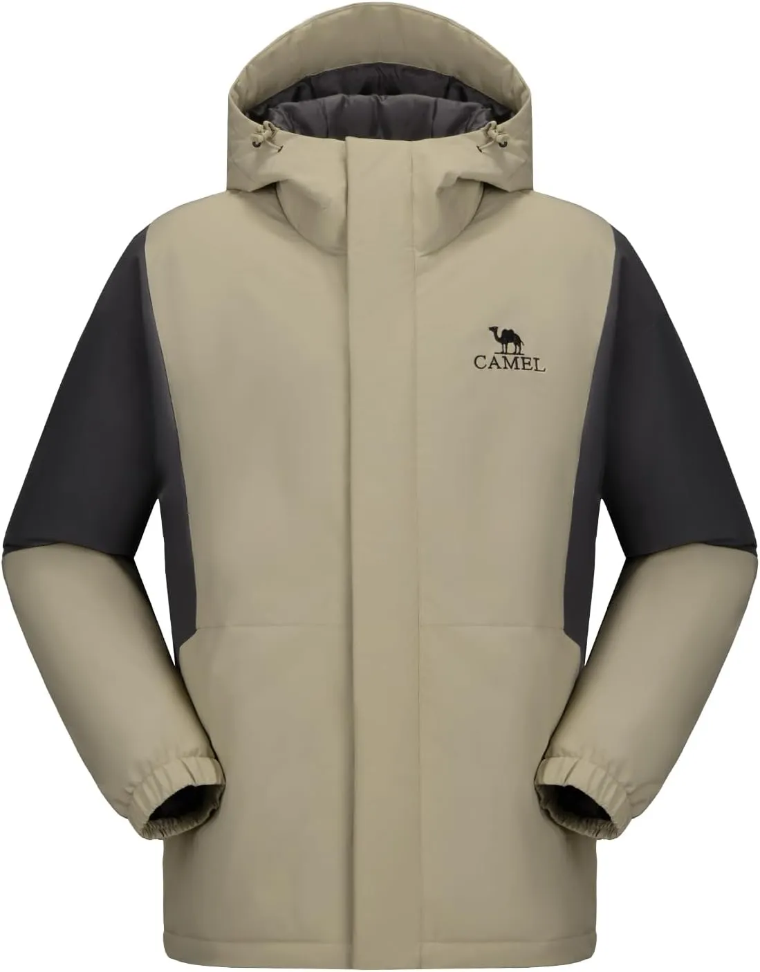 CAMEL Men's Ski Jacket Winter Coat Waterproof Snowboard Jacket Warm Hooded Parka Windproof Rain Outerwear