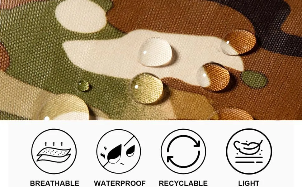 Camo Rain Poncho, Multi Use Waterproof Rain Coat