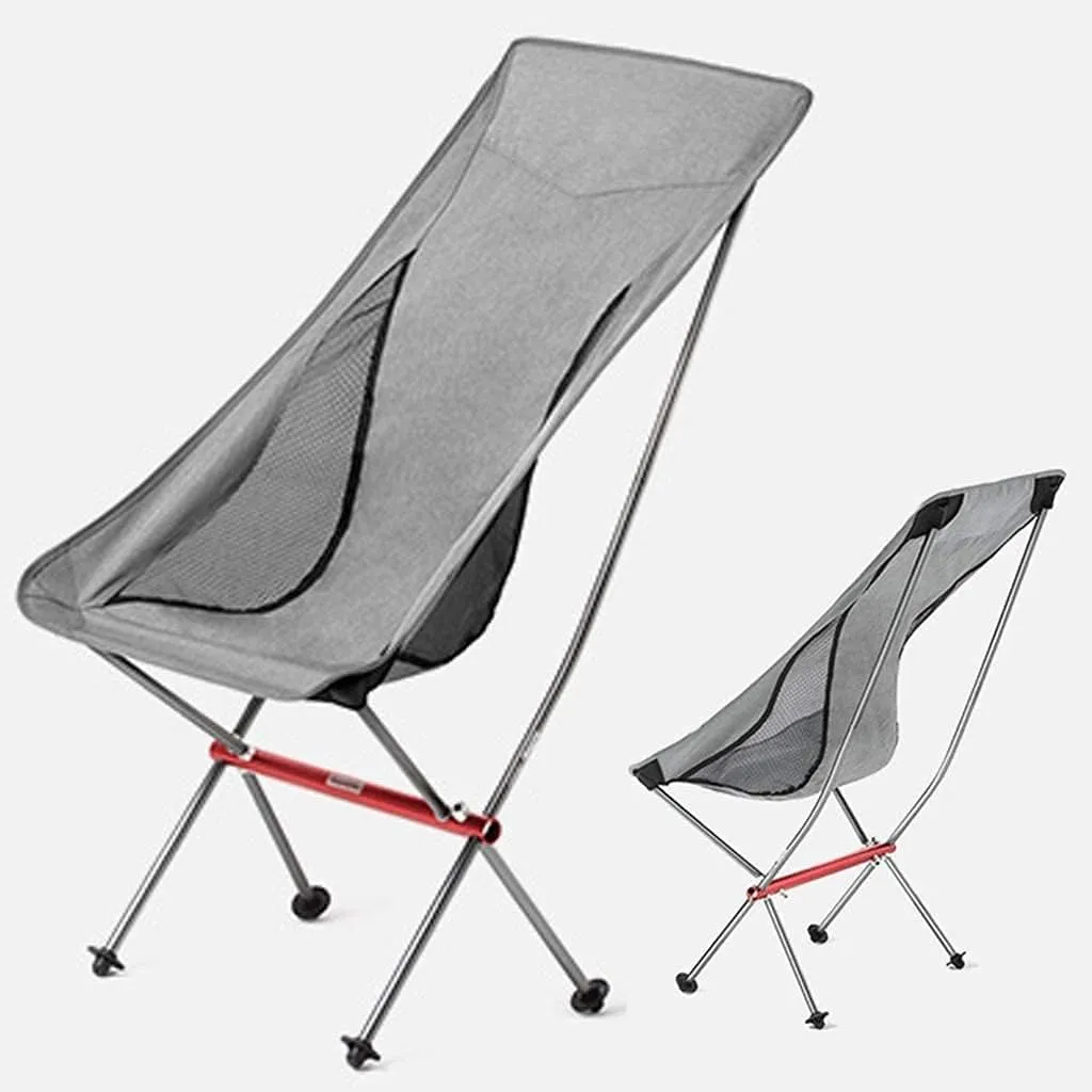 Camp Chair Portable Fishing Chairs Outdoor Camping High Back Chair Ultralight Seater,Camping Folding Chair/Grey