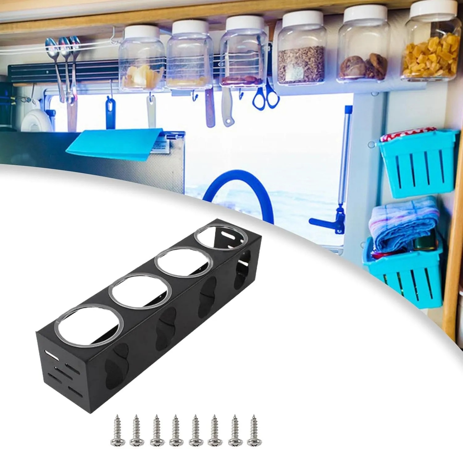 Camp RV Spice Shelf Organizer, Camping RV Trailer Kitchen Seasoning,