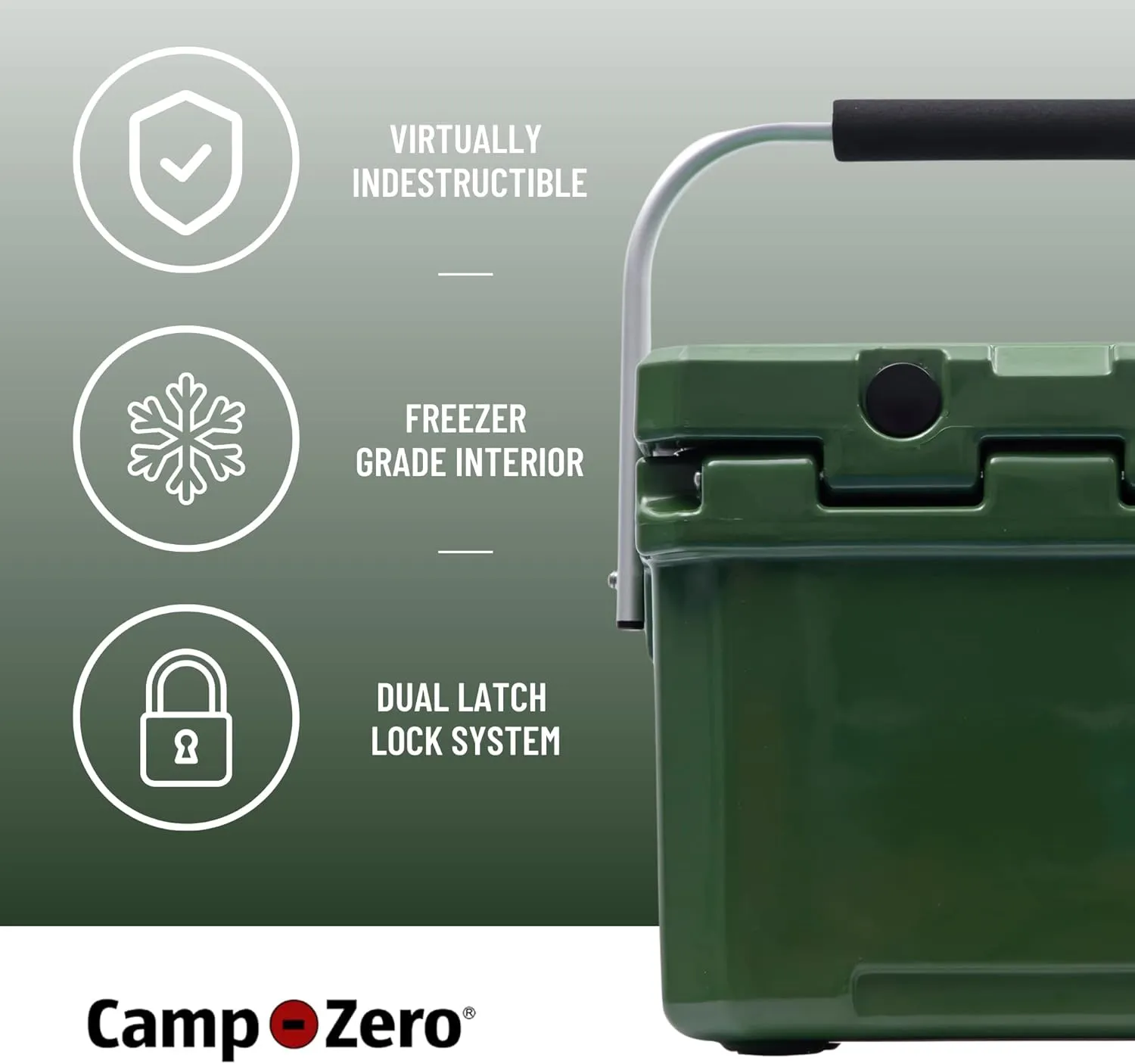 CAMP-ZERO 10L-10.6 Quart Portable Hard Cooler Ice Chest, Perfect for Drinks, Lunch, Beach, Picnics, Boating, Camping and Travel with 2 Molded-in Cup Holders and Folding Aluminum Handle