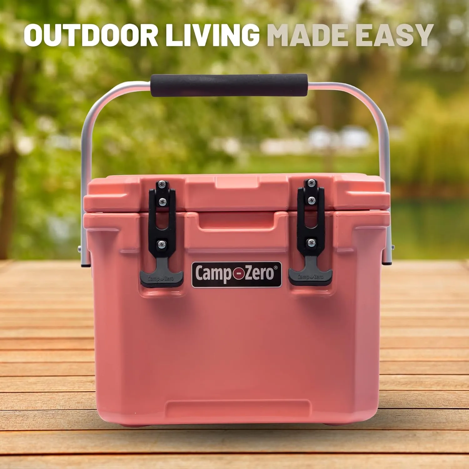 CAMP-ZERO 10L-10.6 Quart Portable Hard Cooler Ice Chest, Perfect for Drinks, Lunch, Beach, Picnics, Boating, Camping and Travel with 2 Molded-in Cup Holders and Folding Aluminum Handle