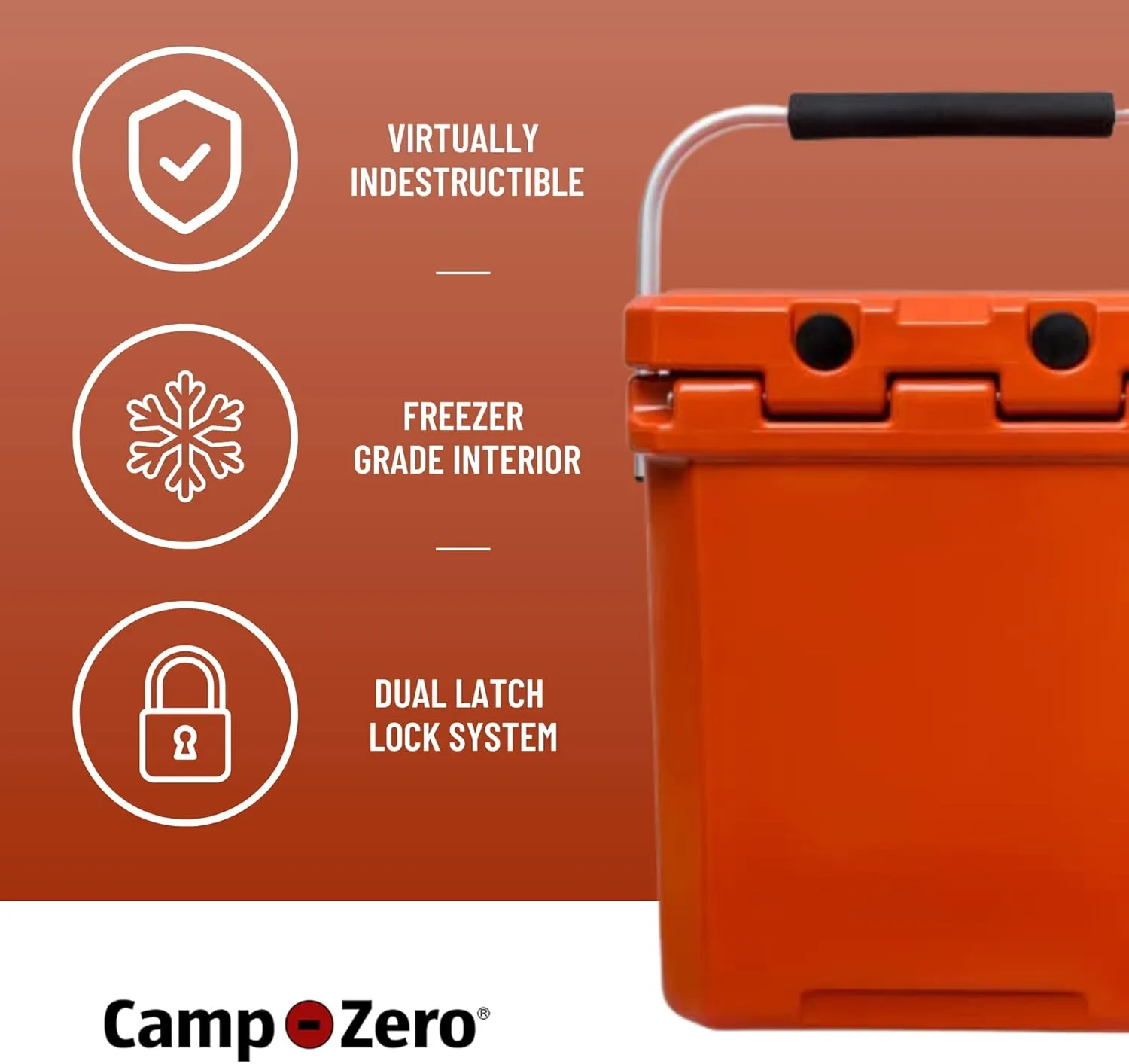CAMP-ZERO 16L-16.9 Quart Portable Hard Cooler with Divider, Perfect for Drinks, Wine Bottles, Lunch, Beach, Picnics, Boating, Camping, Travel with 2 Molded-in Cup Holders and Folding Aluminum Handle
