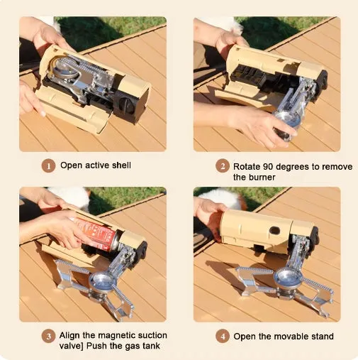 Camping Cassette Stove 2600W Portable Folding Gas Stove Outdoor Hiking BBQ Travel Cooking Grill Cooker Gas Burner Heating System