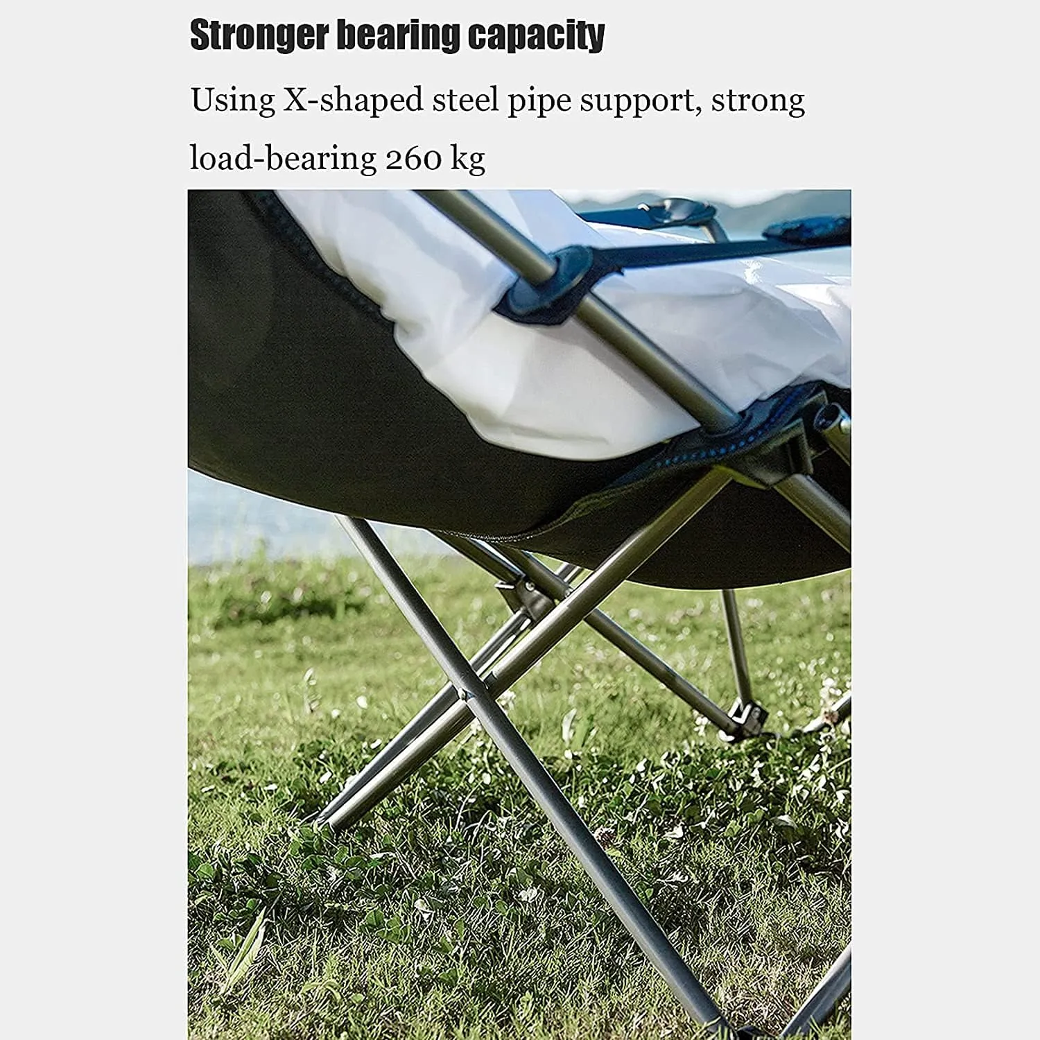 Camping Chair Outdoor Folding Chair Portable Lawn Folding Seat Armchair with Cup Holder Pillow and Carry Bag Leisure Recliner Stool Folding Chair (Color : Blue) (G One S