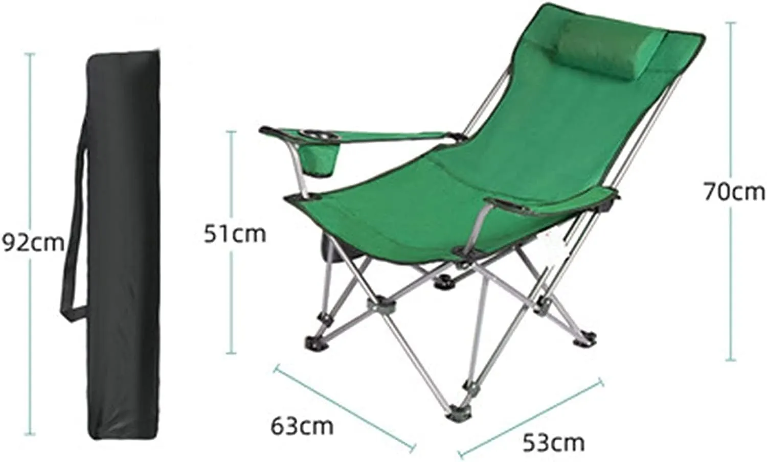 Camping Chair Outdoor Folding Chair Portable Lawn Folding Seat Armchair with Cup Holder Pillow and Carry Bag Leisure Recliner Stool Folding Chair (Color : Blue) (G One S