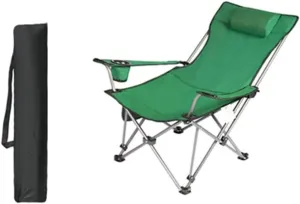 Camping Chair Outdoor Folding Chair Portable Lawn Folding Seat Armchair with Cup Holder Pillow and Carry Bag Leisure Recliner Stool Folding Chair (Color : Blue) (G One S