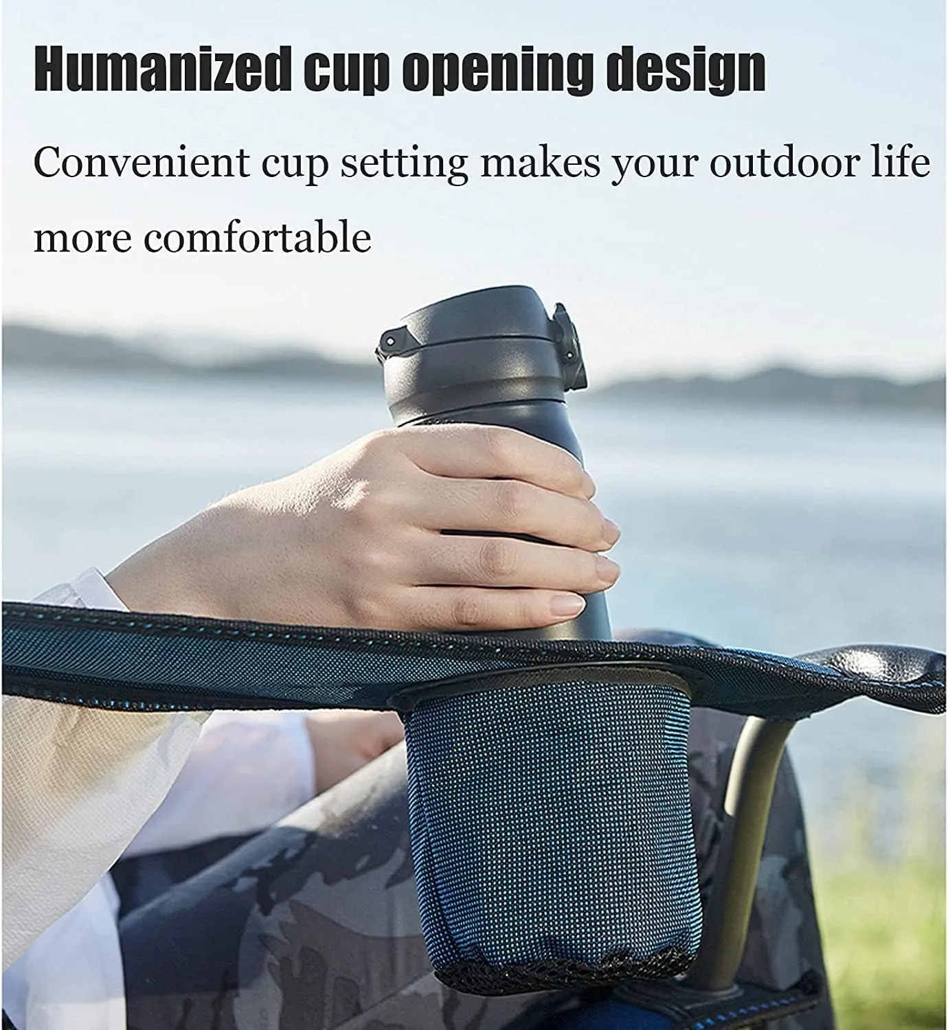 Camping Chair Outdoor Folding Chair Portable Lawn Folding Seat Armchair with Cup Holder Pillow and Carry Bag Leisure Recliner Stool Folding Chair (Color : Blue) (G One S