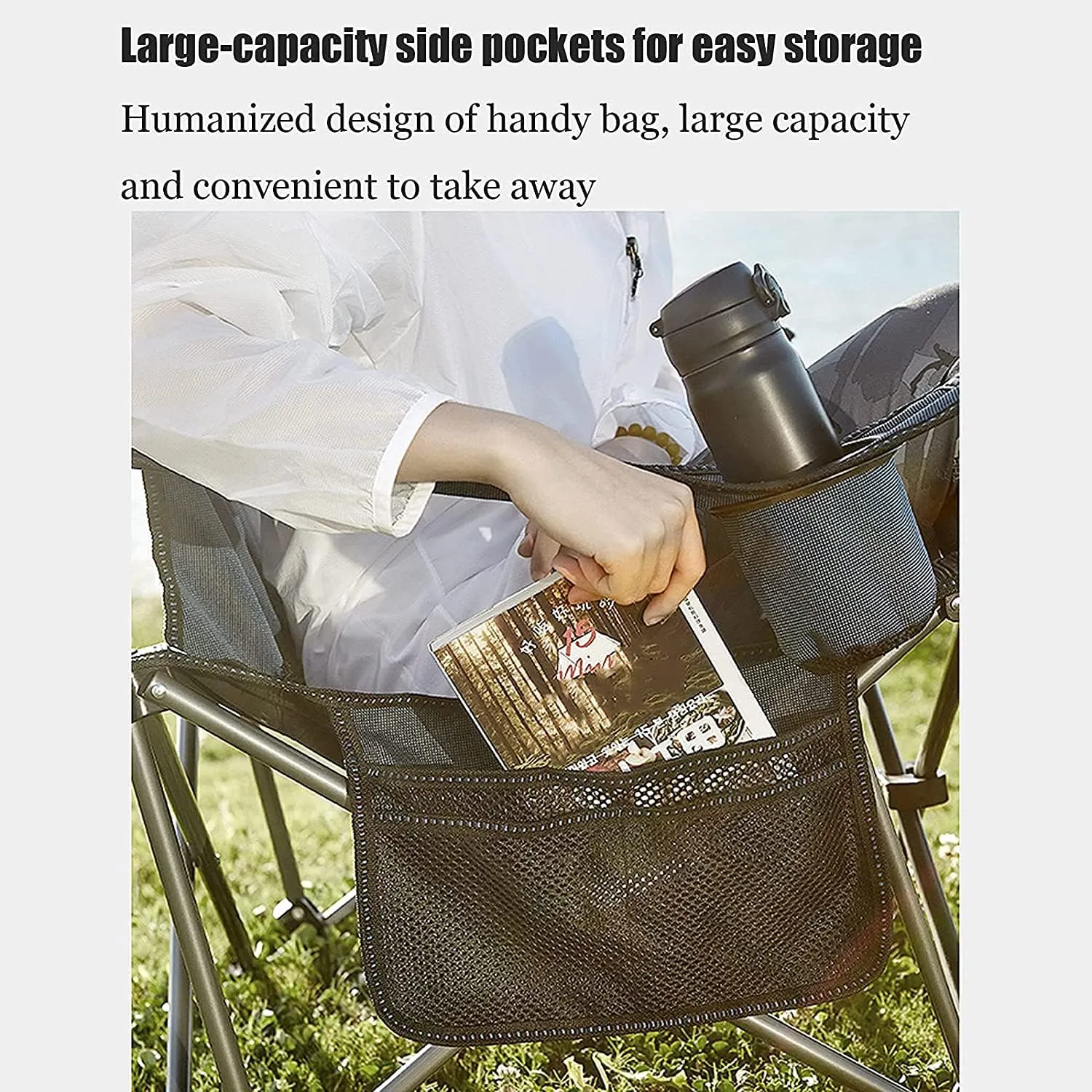 Camping Chair Outdoor Folding Chair Portable Lawn Folding Seat Armchair with Cup Holder Pillow and Carry Bag Leisure Recliner Stool Folding Chair (Color : Blue) (G One S