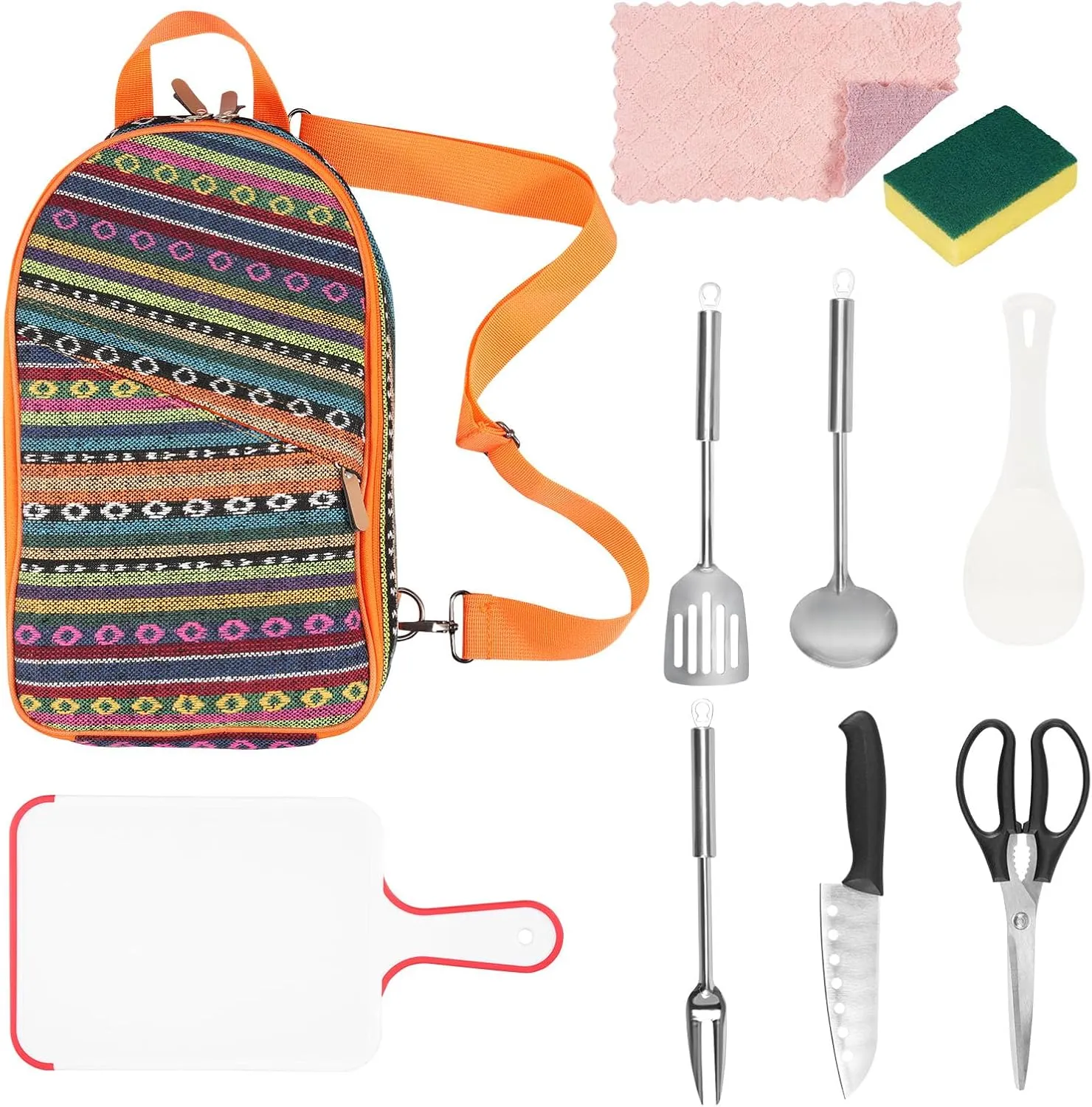 Camping Cooking Utensils, Tool Bag Organizer, Portable Heat Resistant Camping Accessories Set Practical Camping Kitchens Utensil Set Versatile Solid Camp Utensil Kit for Outdoor Picnic