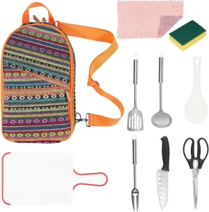 Camping Cooking Utensils, Tool Bag Organizer, Portable Heat Resistant Camping Accessories Set Practical Camping Kitchens Utensil Set Versatile Solid Camp Utensil Kit for Outdoor Picnic