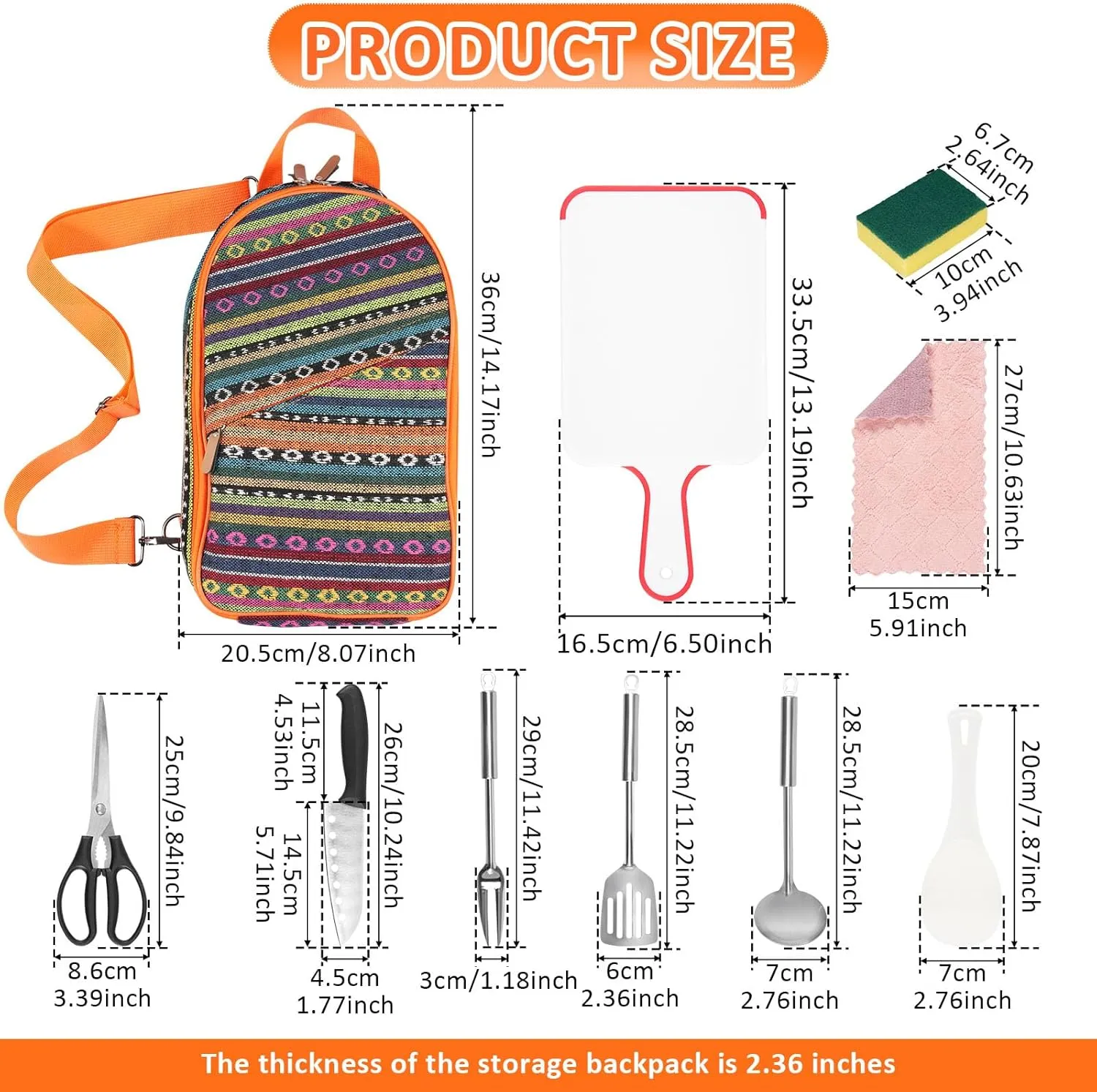 Camping Cooking Utensils, Tool Bag Organizer, Portable Heat Resistant Camping Accessories Set Practical Camping Kitchens Utensil Set Versatile Solid Camp Utensil Kit for Outdoor Picnic