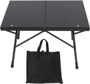 Camping Folding Table Adjustable Height Aluminum Alloy Portable Outdoor Picnic Side Table for Hiking, BBQ, and Cooking, Black