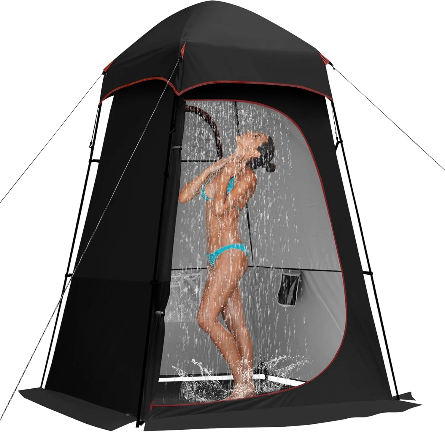 Camping Shower Tent, Oversize Pop Up Changing Tent, Portable Outdoor Bathroom Toilet Tent with Floor, Easy Set Up Privacy Shelter for Dressing, Hiking, Fishing, UPF50 