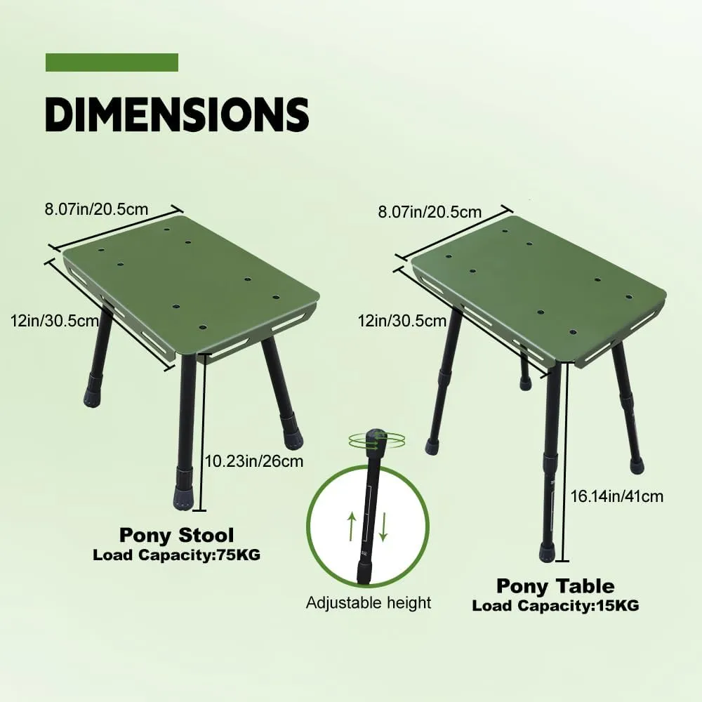 Camping Stool Lightweight Pony Stool Small Chair Hiking Stool with Carry Bag Portable Camp Stool for Camping Fishing Hiking Gardening and Beach, Camping Seat (Green)