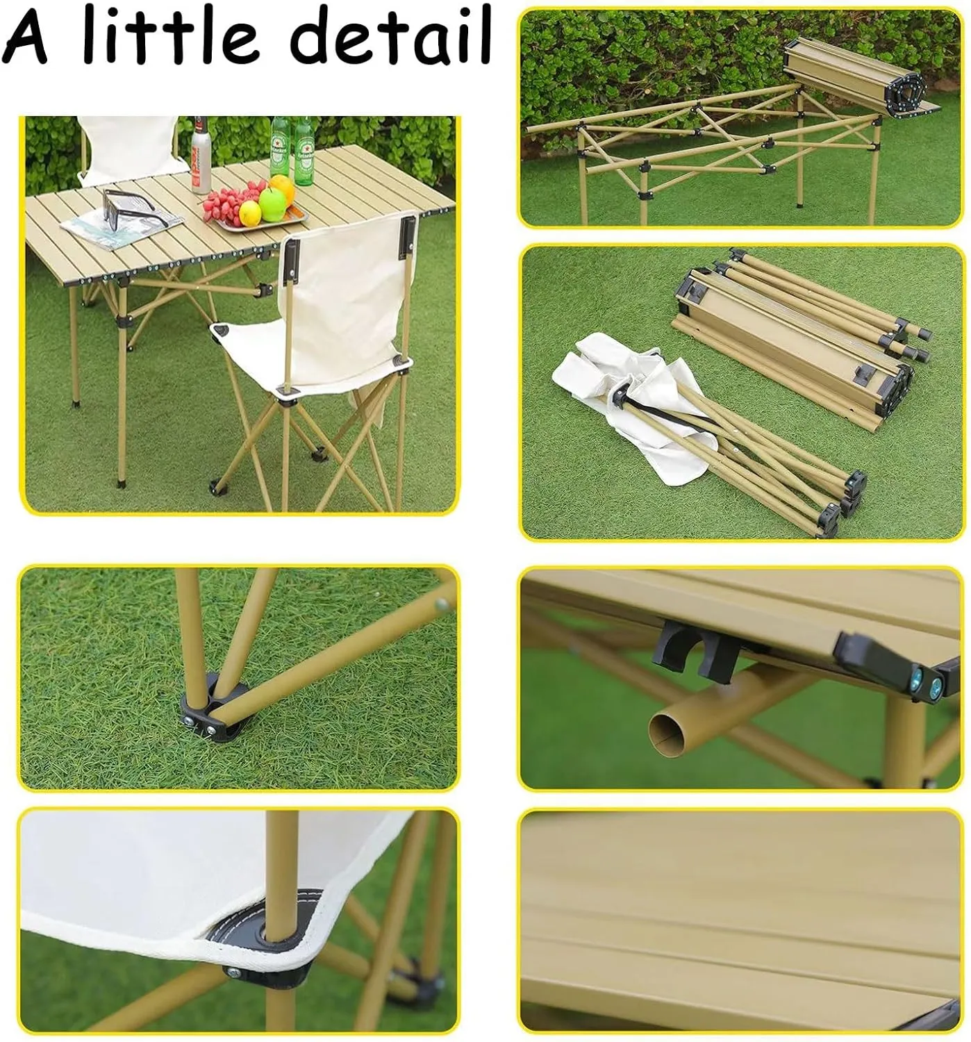 Camping Table Folding Camp Table Roll Up Surface Lightweight,with Carry Bag for Camping, Hiking, Picnics, BBQ, Beach Trips & Tailgating（Folding Chair）