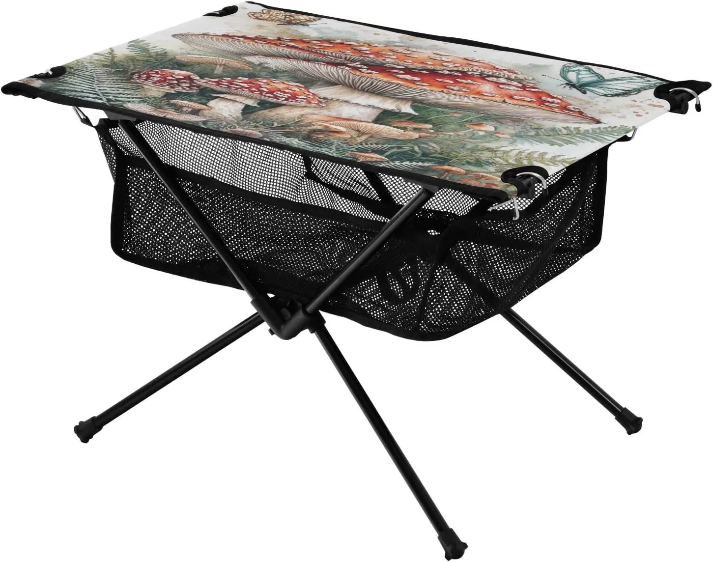 Camping Table Lightweight Portable Folding Table with Mesh Storage Net Mushroom Butterfly Tie Dyeing Ideal for Camping Hiking Beach Picnic Travel Backyard