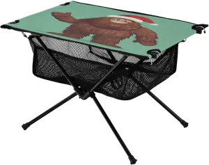Camping Table Lightweight Portable Folding Table with Mesh Storage Net Orangutan Red Hat Ideal for Camping Hiking Beach Picnic Travel Backyard