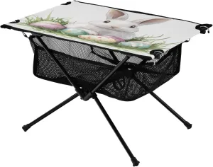 Camping Table Lightweight Portable Folding Table with Mesh Storage Net Rabbit Easter Egg Ideal for Camping Hiking Beach Picnic Travel Backyard
