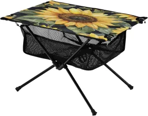 Camping Table Lightweight Portable Folding Table with Mesh Storage Net Sunflower Water Drop Ideal for Camping Hiking Beach Picnic Travel Backyard