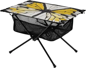 Camping Table Lightweight Portable Folding Table with Mesh Storage Net Yellow Butterfly Ideal for Camping Hiking Beach Picnic Travel Backyard