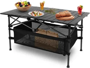 Camping Table That Fold up Lightweight, Portable Aluminum Roll-up Picnic BBQ Desk with Carrying Bag Heavy Duty Outdoor,Beach Backyard Party Patio Picnic