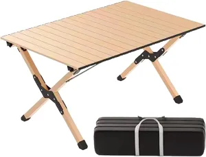 Camping Tables Outdoor/Indoor Carbon Steel Folding Table Roll up Picnic Table Portable Beach Camp Table for Garden Hiking Backyard BBQ