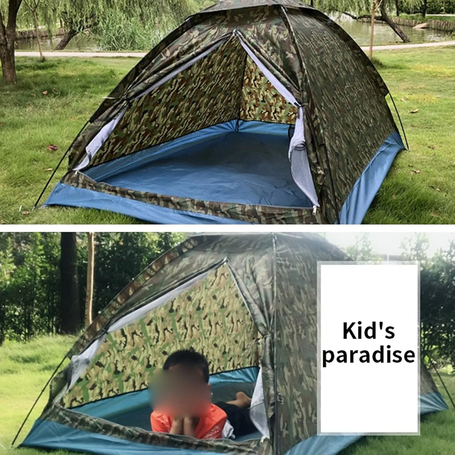 Camping tent Sun Shade Tent for Beach Grassland Camping Shelter Travel Tourist Tarp Camouflage Outdoor Awnings Hunting Equipment, Army Green