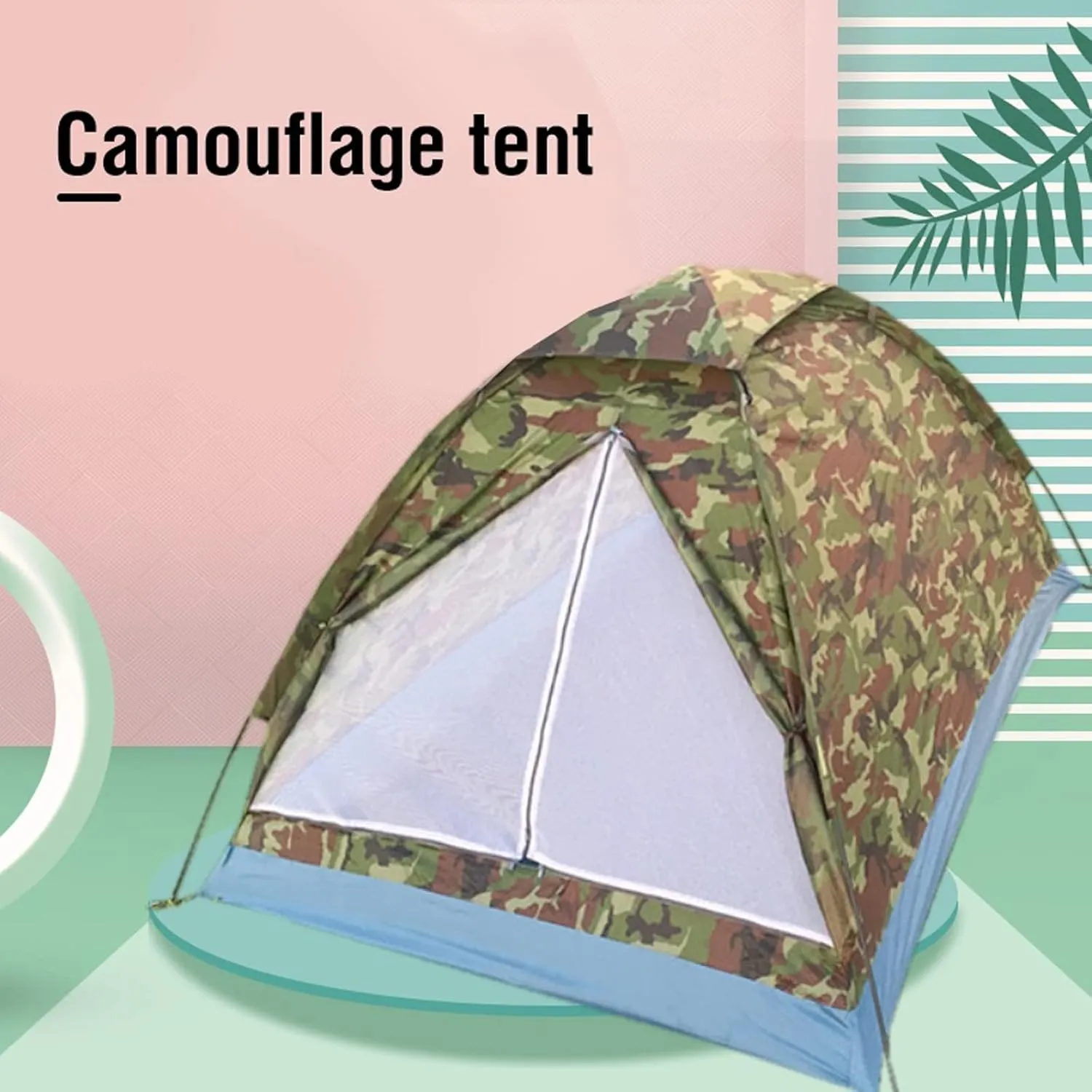 Camping tent Sun Shade Tent for Beach Grassland Camping Shelter Travel Tourist Tarp Camouflage Outdoor Awnings Hunting Equipment, Army Green