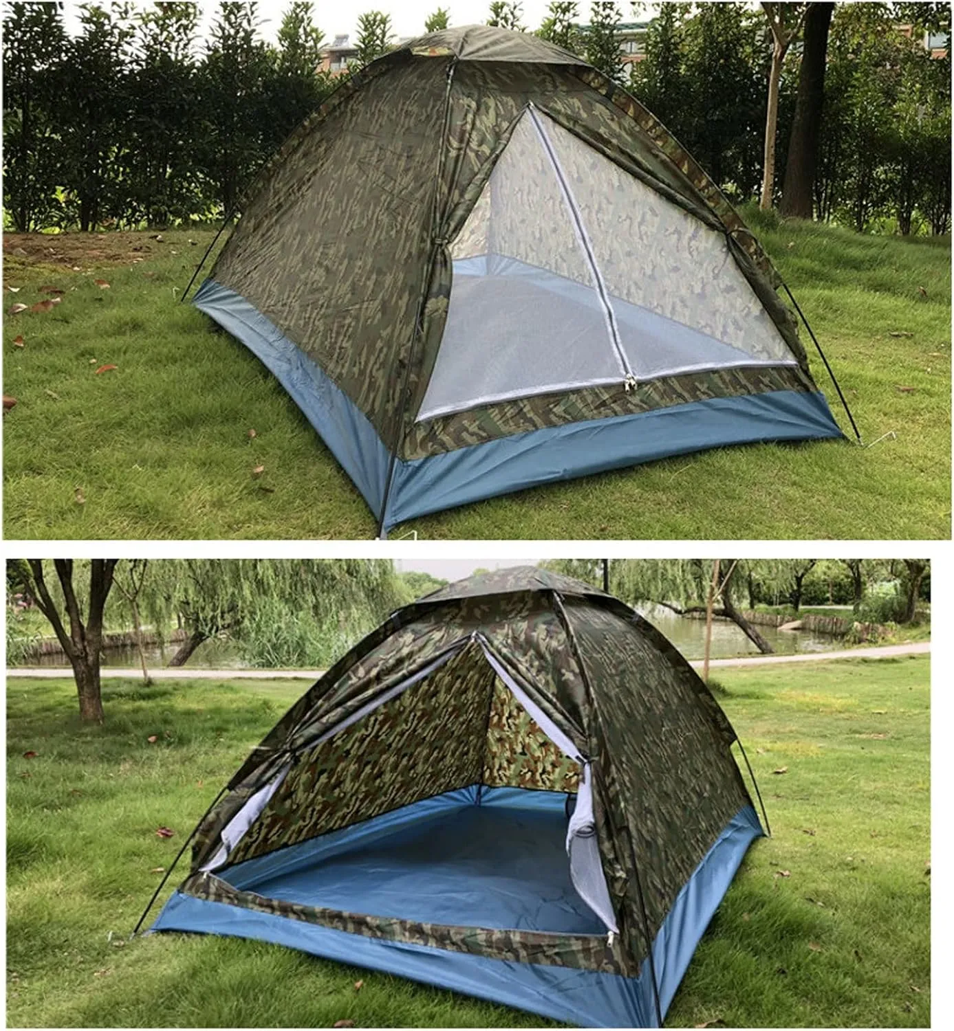 Camping tent Sun Shade Tent for Beach Grassland Camping Shelter Travel Tourist Tarp Camouflage Outdoor Awnings Hunting Equipment, Army Green