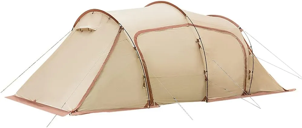 Camping Tent with Porch for 4 Person, Family Tunnel Tent Easy Setup Large Instant Cabin Tent for Backpacking Bikepacking Survival Hiking Mountaineering