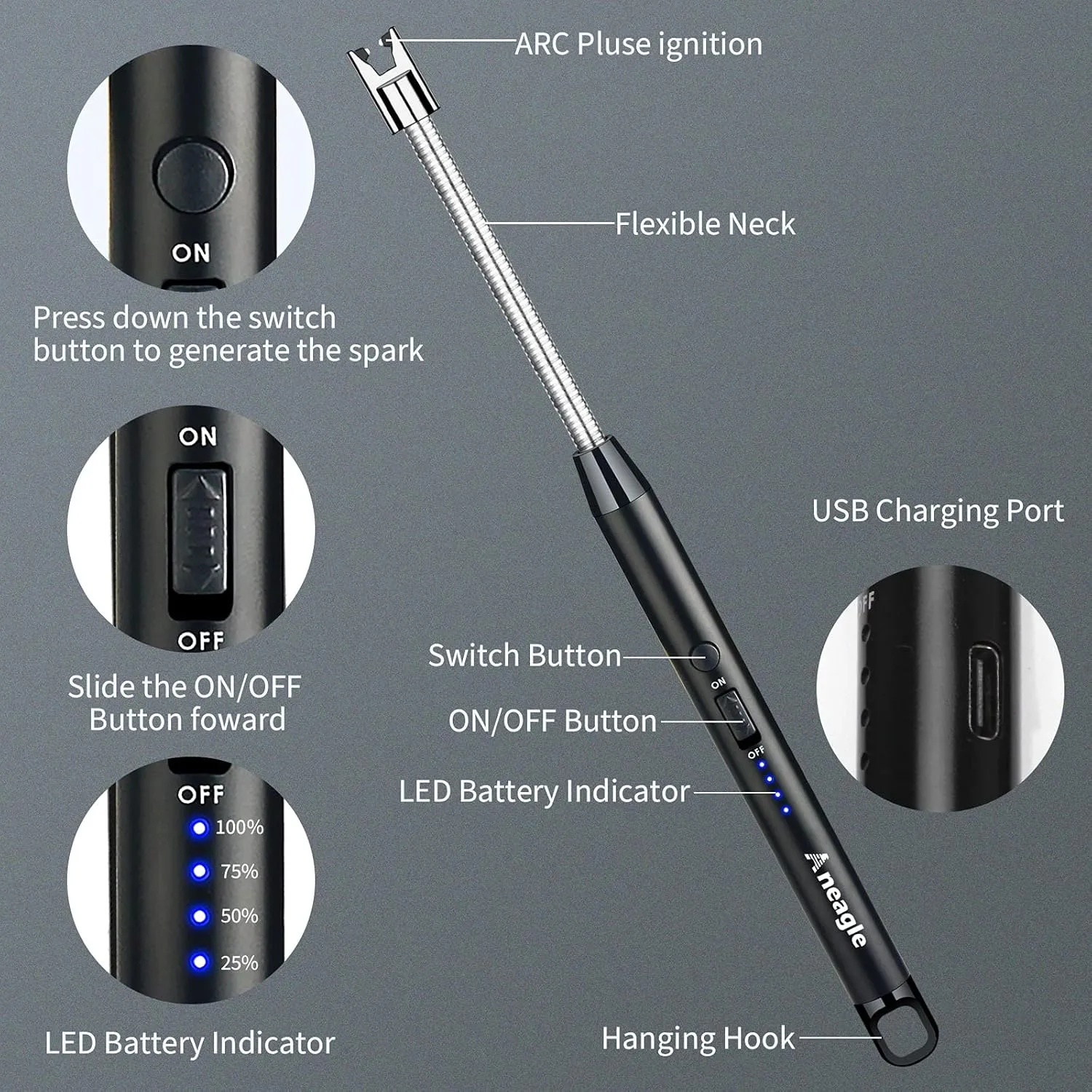 Candle Lighter Rechargeable 2 Packs Electric Arc Lighter for Candles with Led Battery Display Screen and Long Flexible Neck USB are Applied to Light Candle Cooking Fireworks Flame