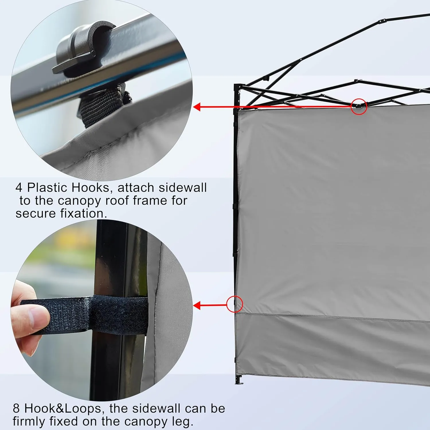 Canopy Sunwall, Instant SunWall 10ft x10ft, Sidewall for Pop Up Canopy Tent, 2 Pack Sidewalls Only, Grey